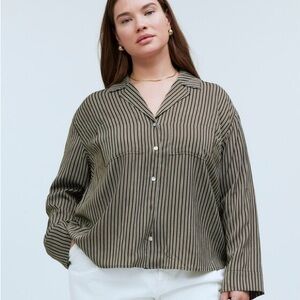 Madewell Olive Striped Button-Down Shirt